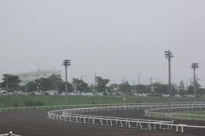 雨の門別競馬場