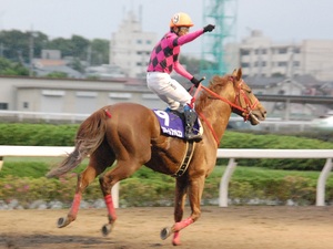 ウイニングラン、岩田康誠ガッツポーズ