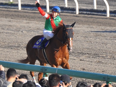 歓声に応える藤岡佑介